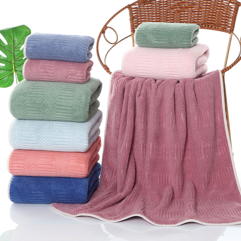 Factory Wholesale Coral Velvet Plain Edging Covers Household Soft Absorbent Towel Bath Towel Set Custom Logo