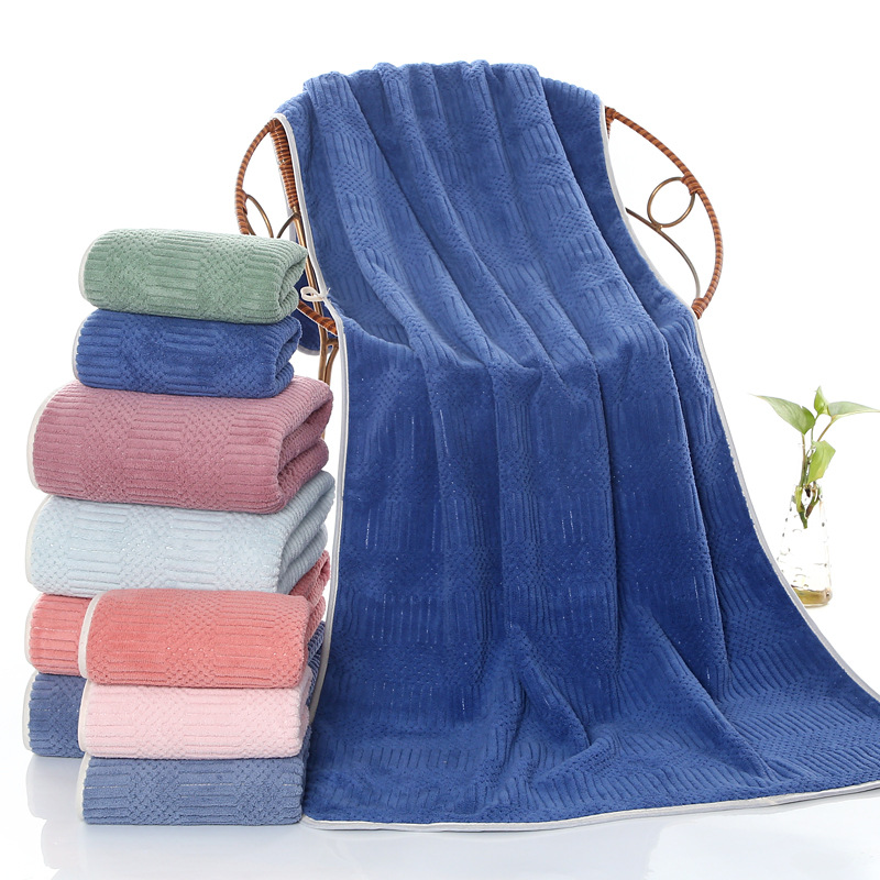 Factory Wholesale Coral Velvet Plain Edging Covers Household Soft Absorbent Towel Bath Towel Set Custom Logo