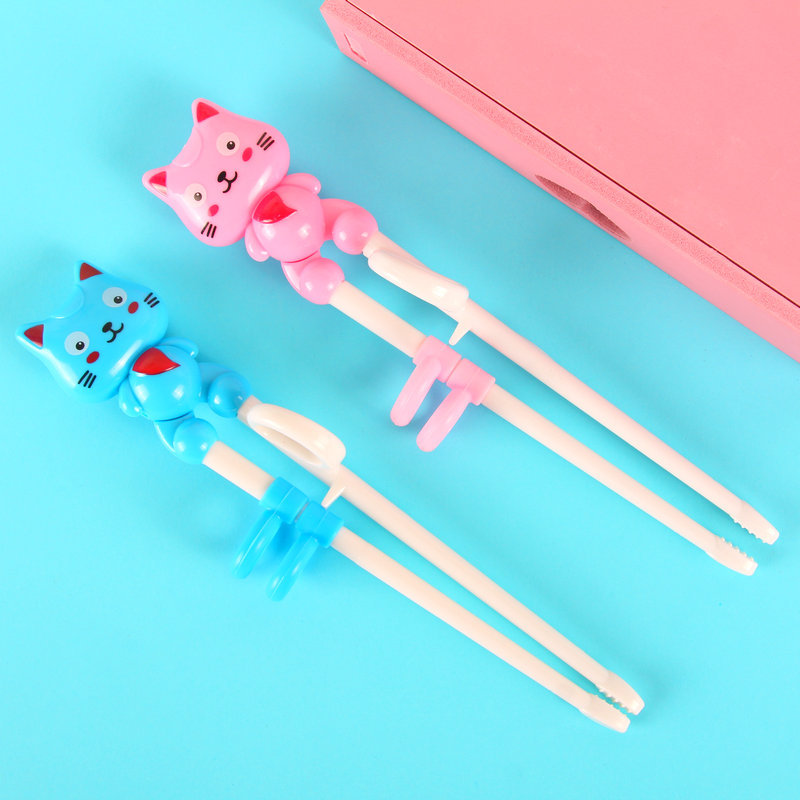 Children Training Chopsticks Learning Chopsticks Corrective Usage Practice Mother and Baby Cartoon Cat Chopsticks Card Packaging