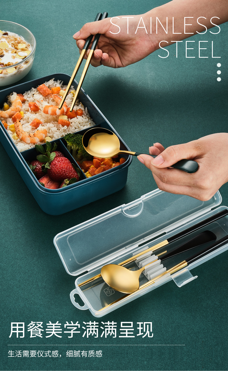 304 stainless steel tableware set web celebrity podcast portable tableware set spoon, chopsticks travel work gift tableware