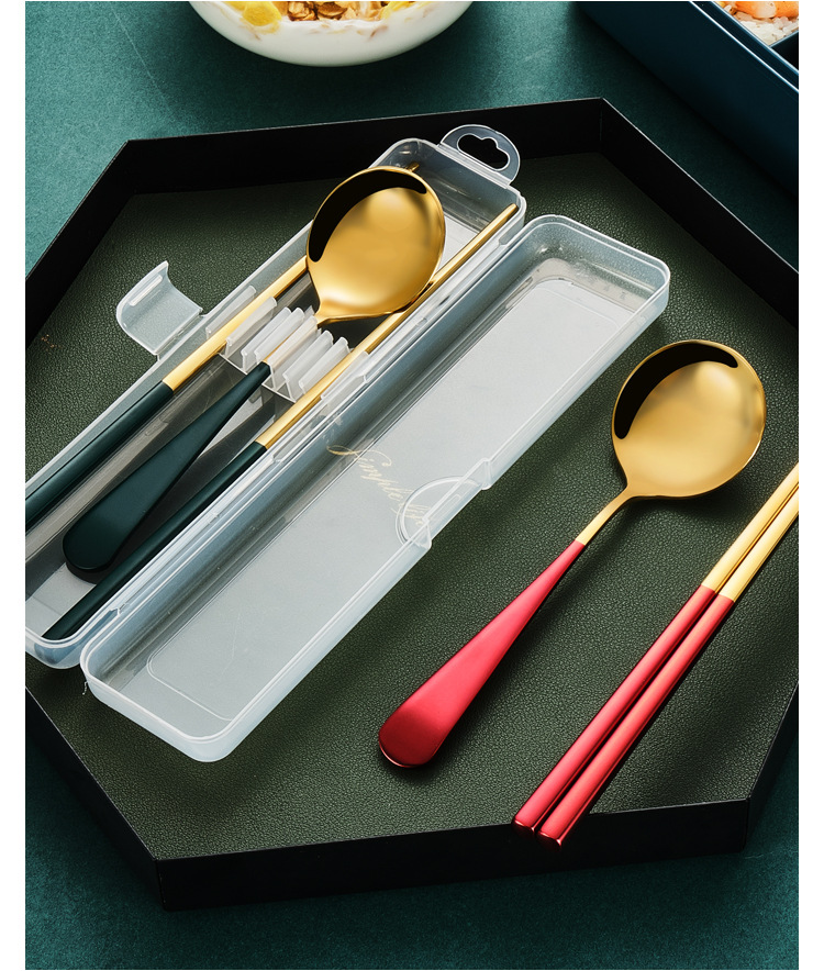 304 stainless steel tableware set web celebrity podcast portable tableware set spoon, chopsticks travel work gift tableware