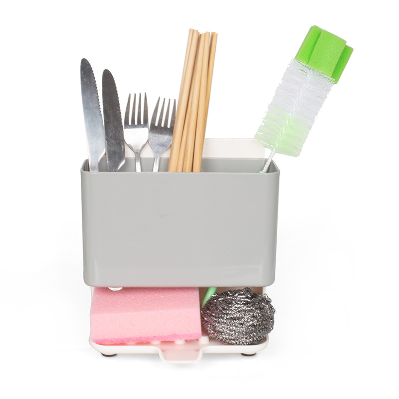 New Sink Storage Draining Storage Rack Kitchen Cleaning Storage Box Chopsticks Knife and Fork Rack Dish-Washing Sponge Wok Brush Rack