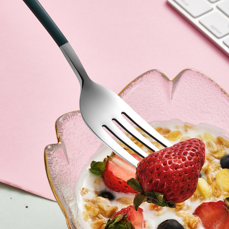 304 Stainless Steel Tableware Set Korean-Style Long Handle Portable Fork Spoon Chopsticks Three-Piece Set Work Tableware Customization