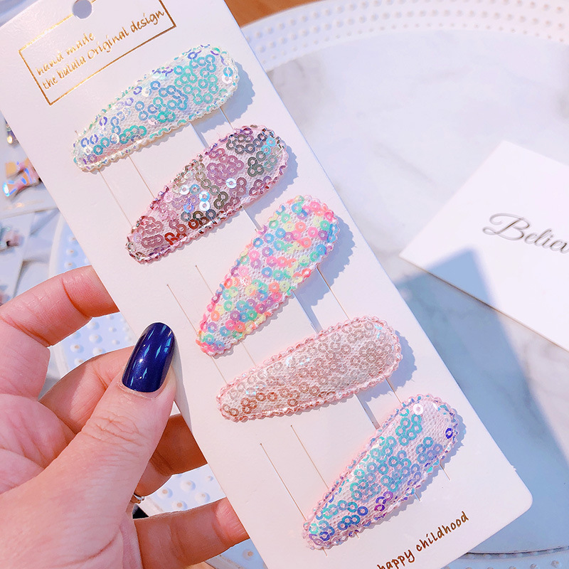 Korean Laser Sequins Handmade Chopsticks Dish Knot Children BB Clip Baby Pair Clip Set Hair Clip Headdress