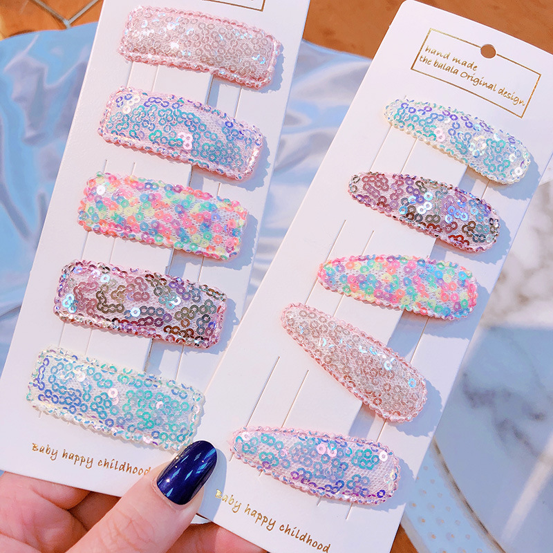 Korean Laser Sequins Handmade Chopsticks Dish Knot Children BB Clip Baby Pair Clip Set Hair Clip Headdress