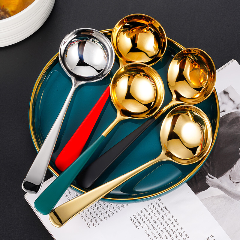 304 Stainless Steel Soup Ladle Colander Home Ladle Hot Pot Spoon Thickened Colander Customized Stainless Steel Public Leak