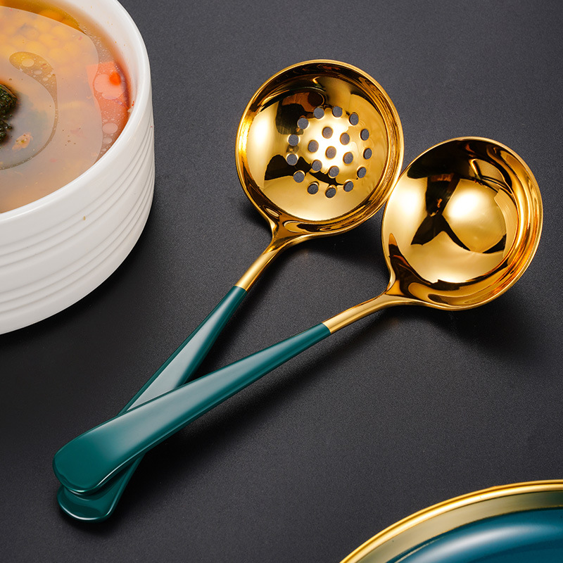 304 Stainless Steel Soup Ladle Colander Home Ladle Hot Pot Spoon Thickened Colander Customized Stainless Steel Public Leak