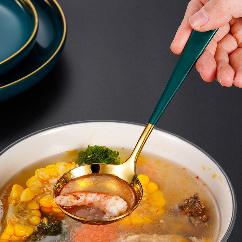 304 Stainless Steel Soup Ladle Colander Home Ladle Hot Pot Spoon Thickened Colander Customized Stainless Steel Public Leak