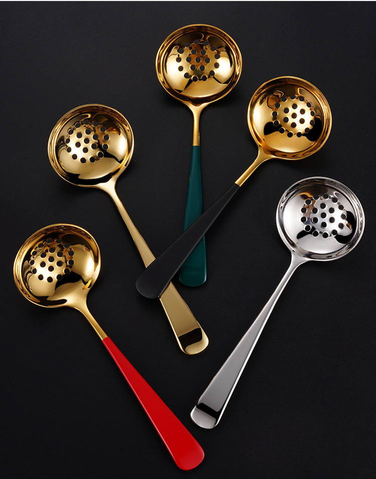 304 Stainless Steel Soup Ladle Colander Home Ladle Hot Pot Spoon Thickened Colander Customized Stainless Steel Public Leak