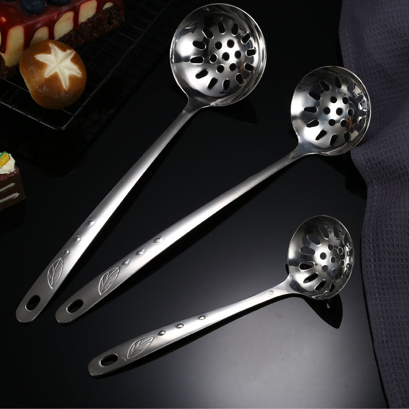 Factory Direct Sales Hot Pot Spoon Stainless Steel Soup Ladle Colander Household Soup Ladle Scoop up Dumplings Kitchen Gadgets