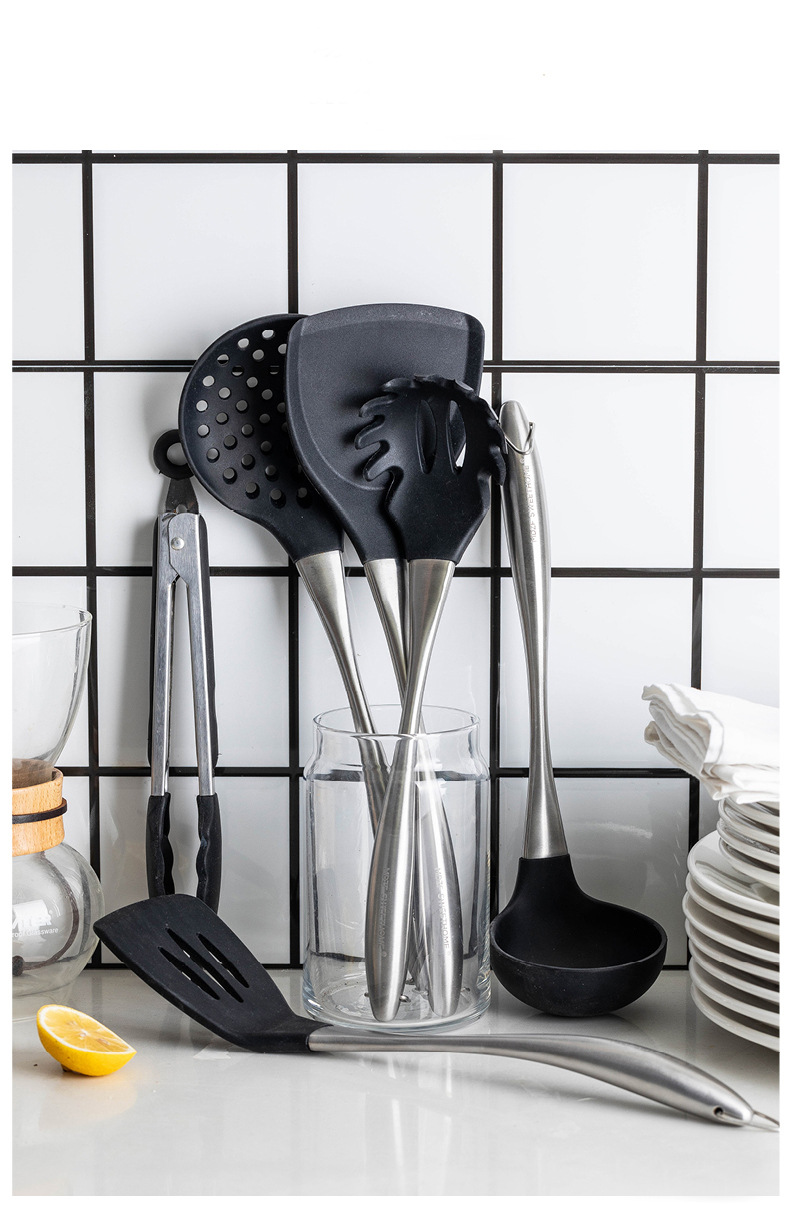 Kitchen Ware Spatula Stainless Steel Handle Slotted Turner Soup Ladle Cooking Spoon Spatula NonStick Kitchen Utensils