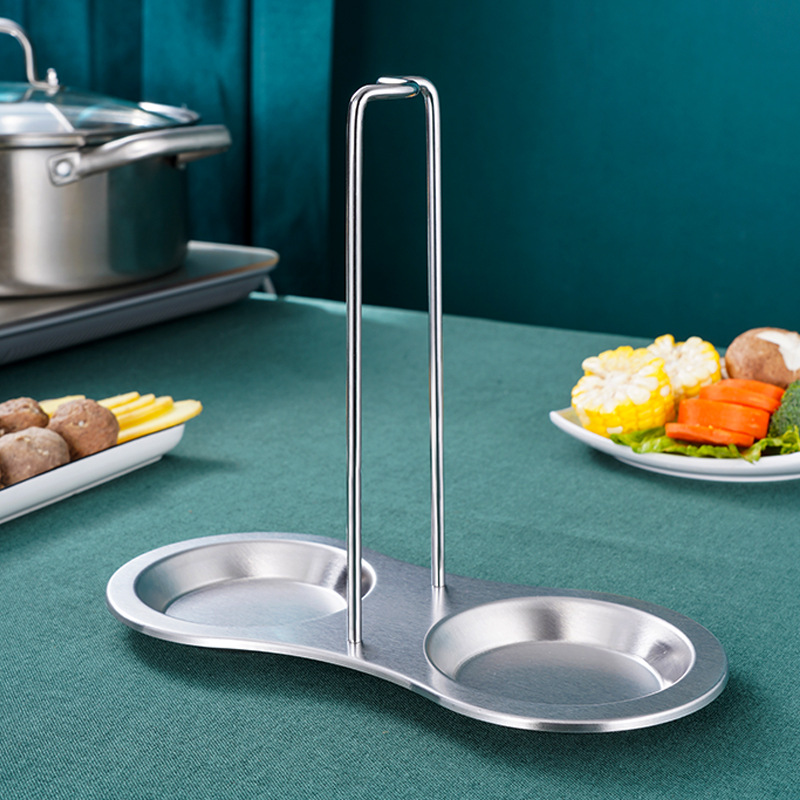 Soup Spoon Holder Kitchen Soup Ladle Rest Creative Hot Pot Tableware Hotel Supplies Multi-Functional Removable Stainless Steel Pot Lid Rack