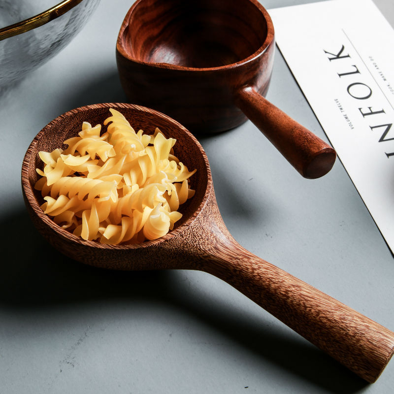 Solid Wood Short Handle Rice Ladle Water Ladle Wooden Spoon Soup Spoon Wine Ladle Bath Sauna Kitchen Wooden Bucket Spoon