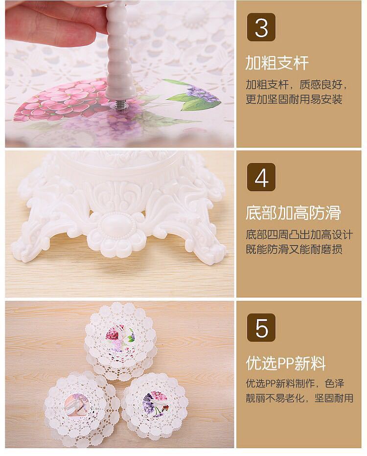 Plastic multi-layer fruit cake tray colored glaze afternoon tea lace skewer continental fruit tray cake stand Plastic multi-layer fruit cake tray colored glaze afternoon tea lace skewer continental fruit tray cake stand