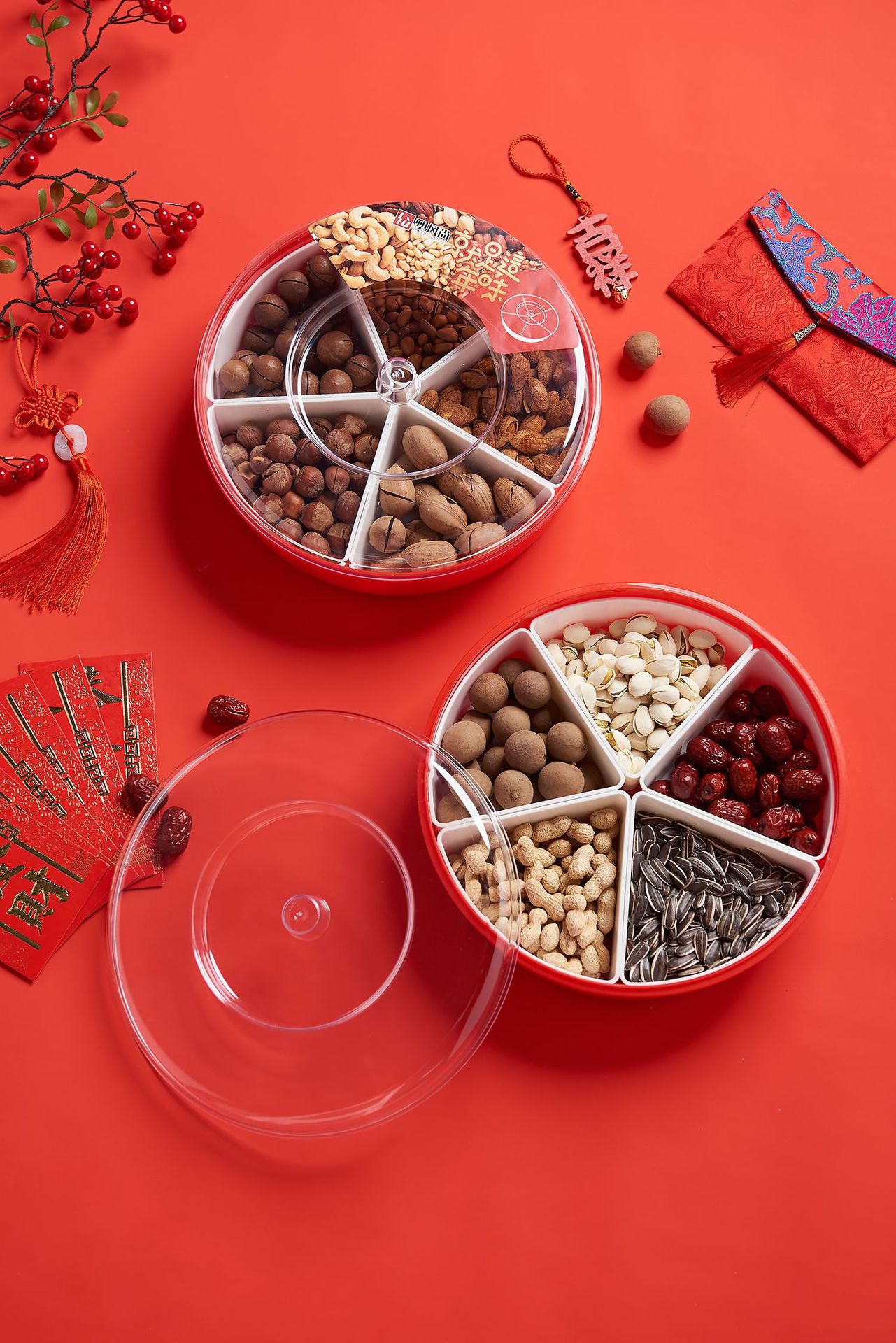 Creative Wedding Home Compartment round Candy Box Living Room Plastic Dried Fruit Tray Melon Seeds and Fruit Plate Creative Wedding Home Compartment round Candy Box Living Room Plastic Dried Fruit Tray Melon Seeds and Fruit Plate