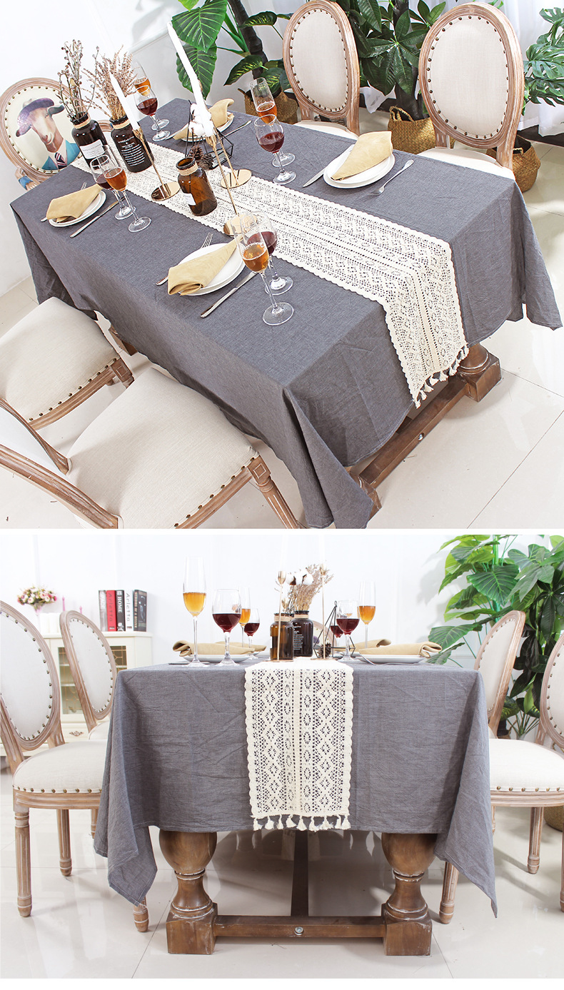Classical Nordic Ins Lace Dining Table Table Runner Weave Vintage Korean Table Runner Tea Table Flag Fabrics Tablecloth Bed Runner