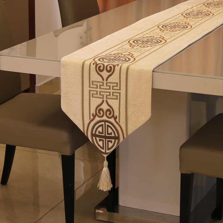 Modern light luxury New Chinese luxury Chenille renewed table flag European Tea Table bed end soft cloth towel