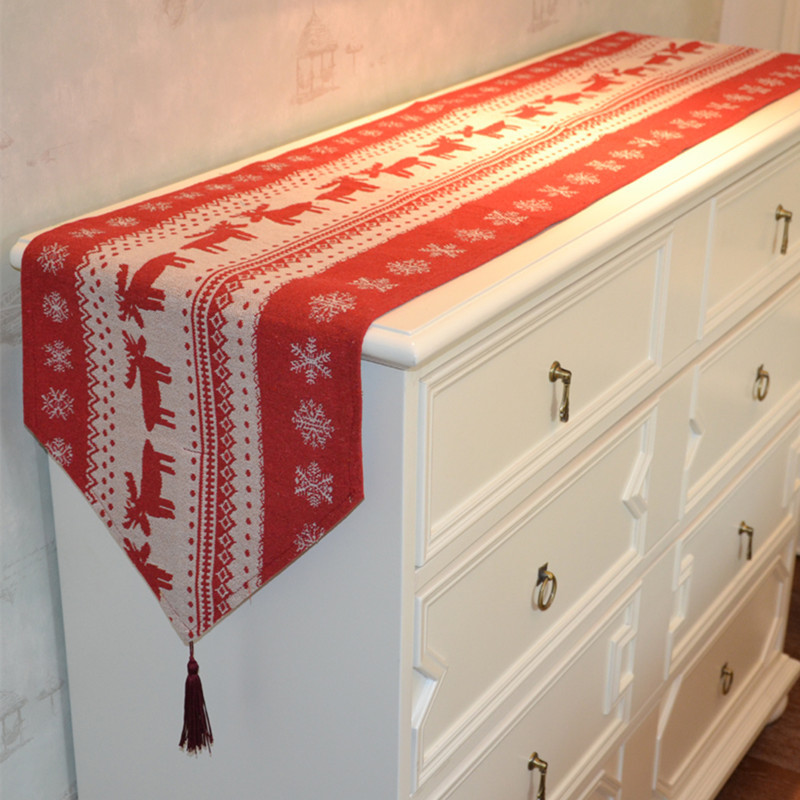 Foreign Trade Christmas Decoration Nordic Elk Table Cloth Table Runner Dining Mat Rectangular Table Towel Shoe Cabinet Flag Hotel Bed Runner