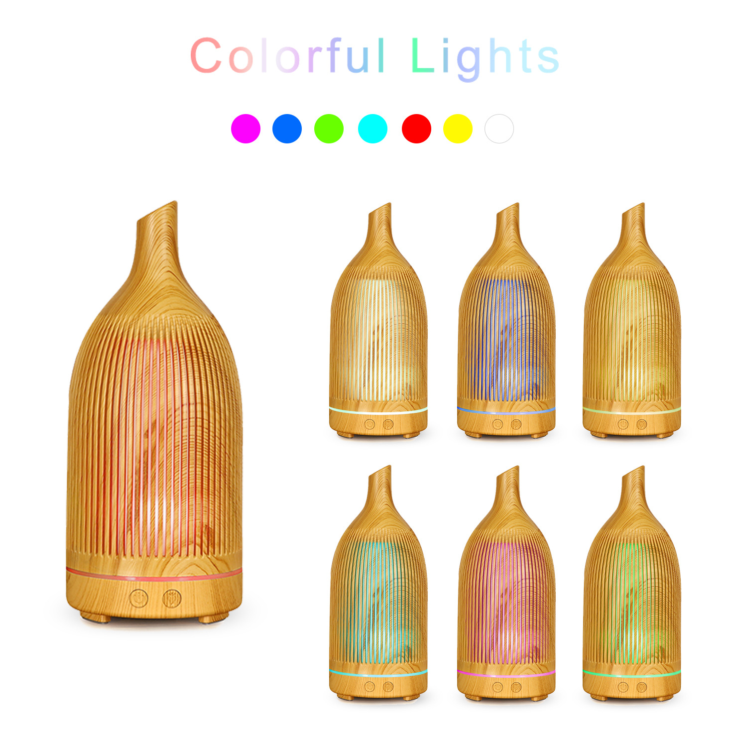 5V Colorful Fragrance Lamp Hollow Aroma Diffuser Ultrasonic Mini Desktop USB Humidifier Wine Bottle Wood Grain Aroma Diffuser
