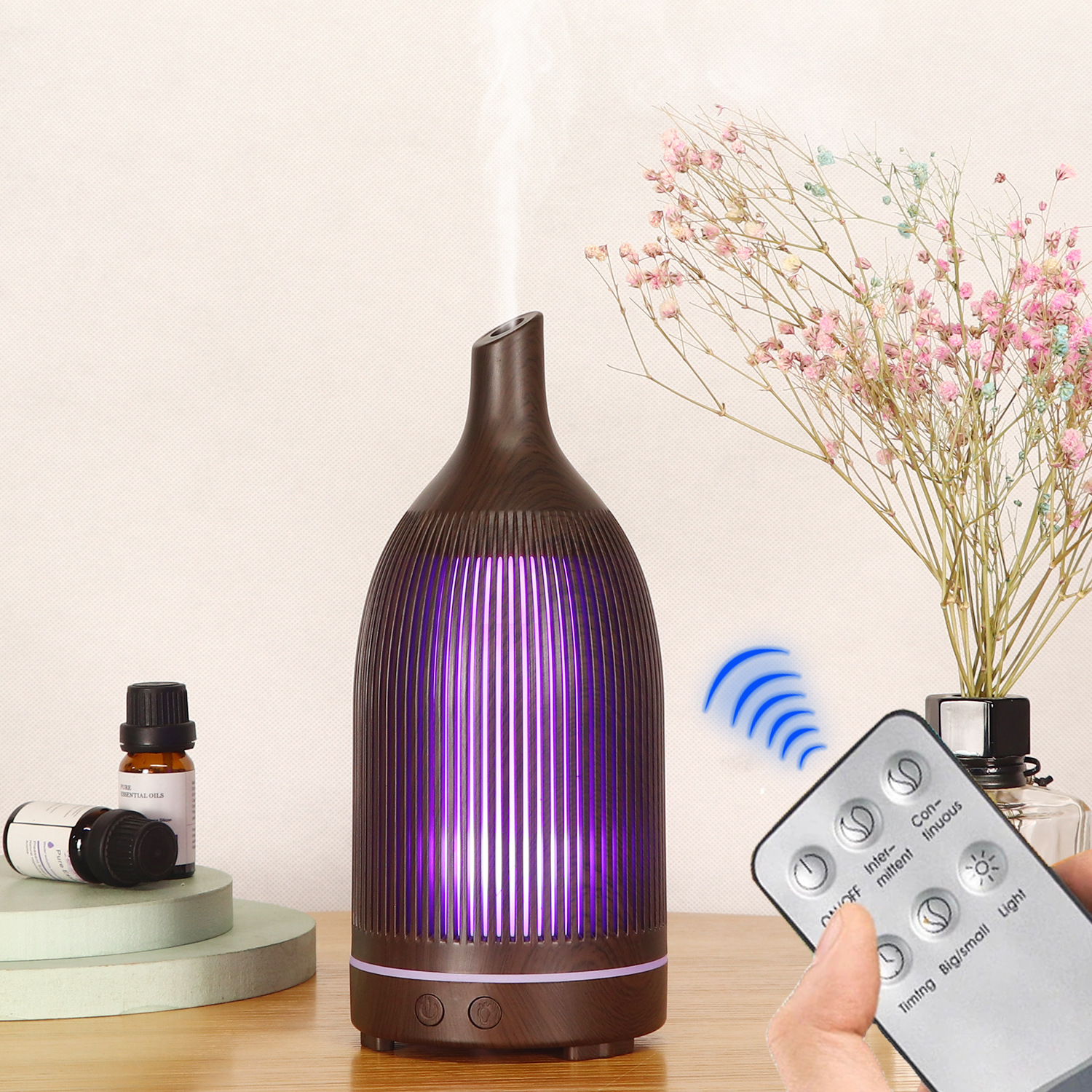 5V Colorful Fragrance Lamp Hollow Aroma Diffuser Ultrasonic Mini Desktop USB Humidifier Wine Bottle Wood Grain Aroma Diffuser