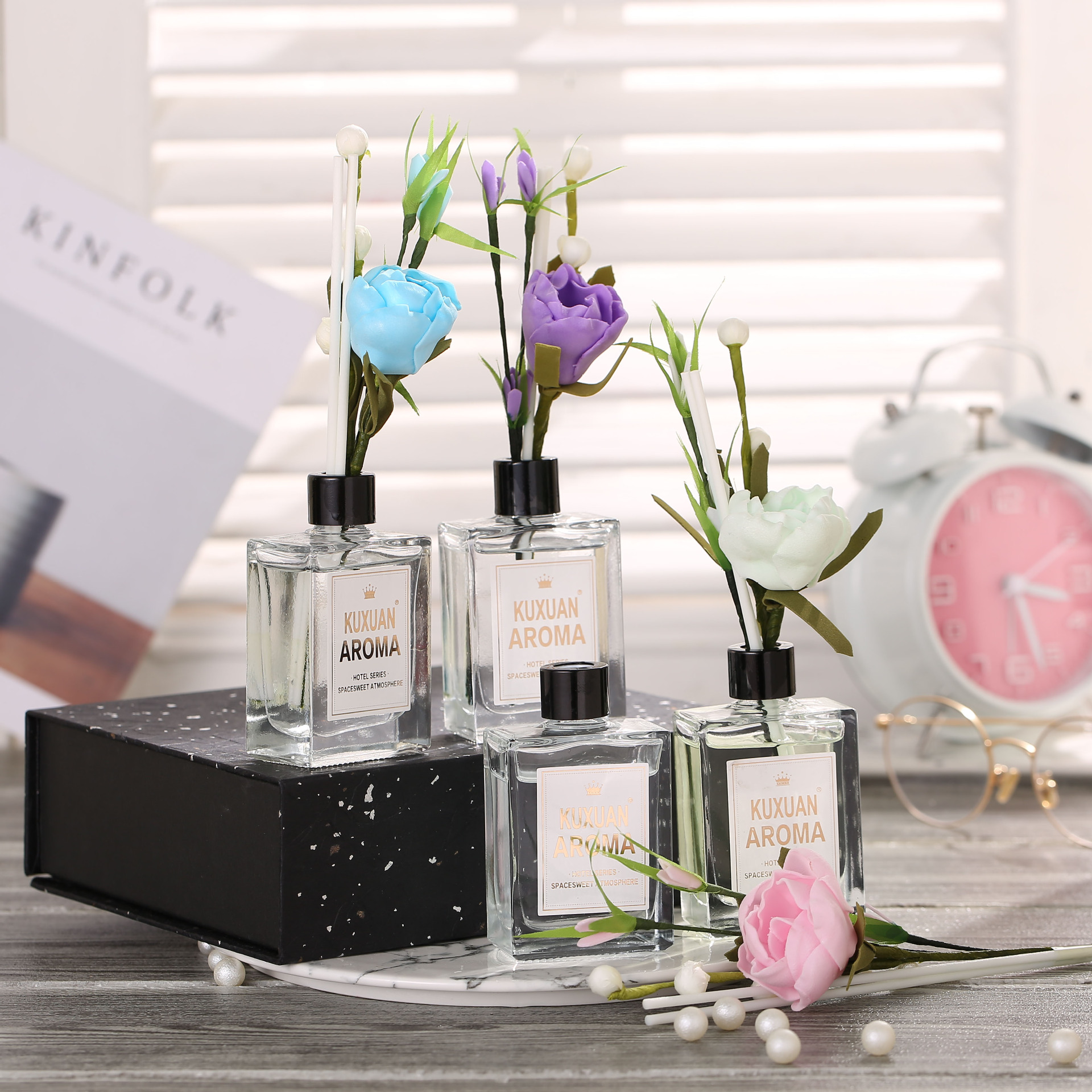 Factory Wholesale Gift Packing Square Bottle Fragrance Rattan Volatile Aroma Home Deodorant Fire-Free Aromatherapy Deodorant