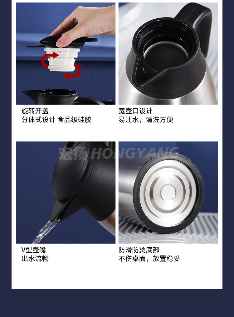304 Stainless Steel Double-Layer Vacuum Insulated Pot Thermo Coffee Pot Household Thermos Gift Can Be Printed Logo