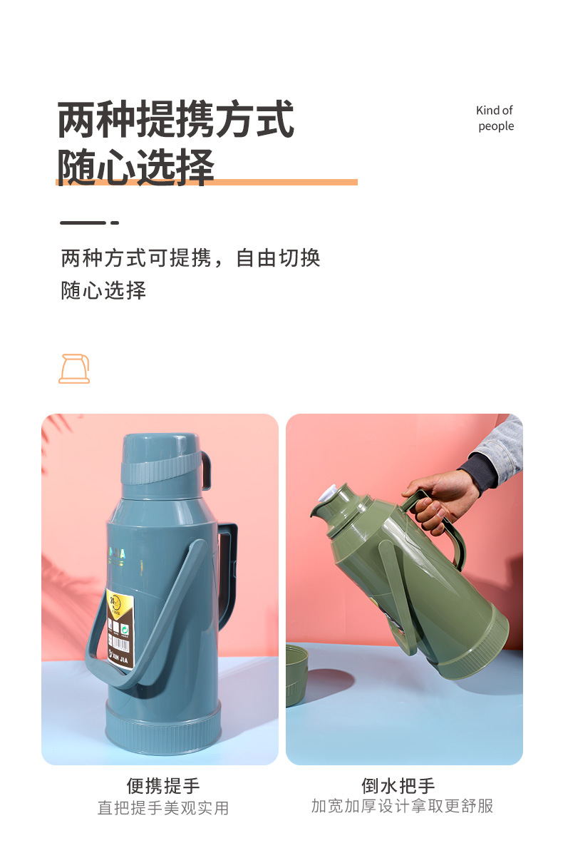 School Household Thermos Large Thermos Plastic Thermo Tea Bottle Kettle Dormitory Thermos Bottle Wholesale