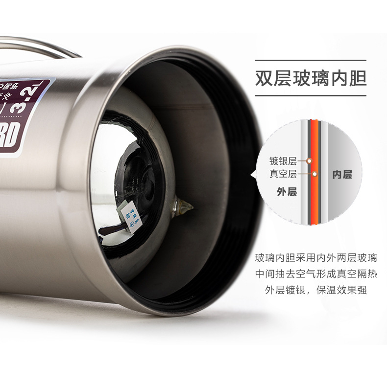 Thickened Stainless Steel Shell Kettle Heat and Cold Insulation Thermo Thermos Bottle Double-Layer Glass Liner for Student Dormitory Thickened Stainless Steel Shell Kettle Heat and Cold Insulation Thermo Thermos Bottle Double-Layer Glass Liner for Student Dormitory