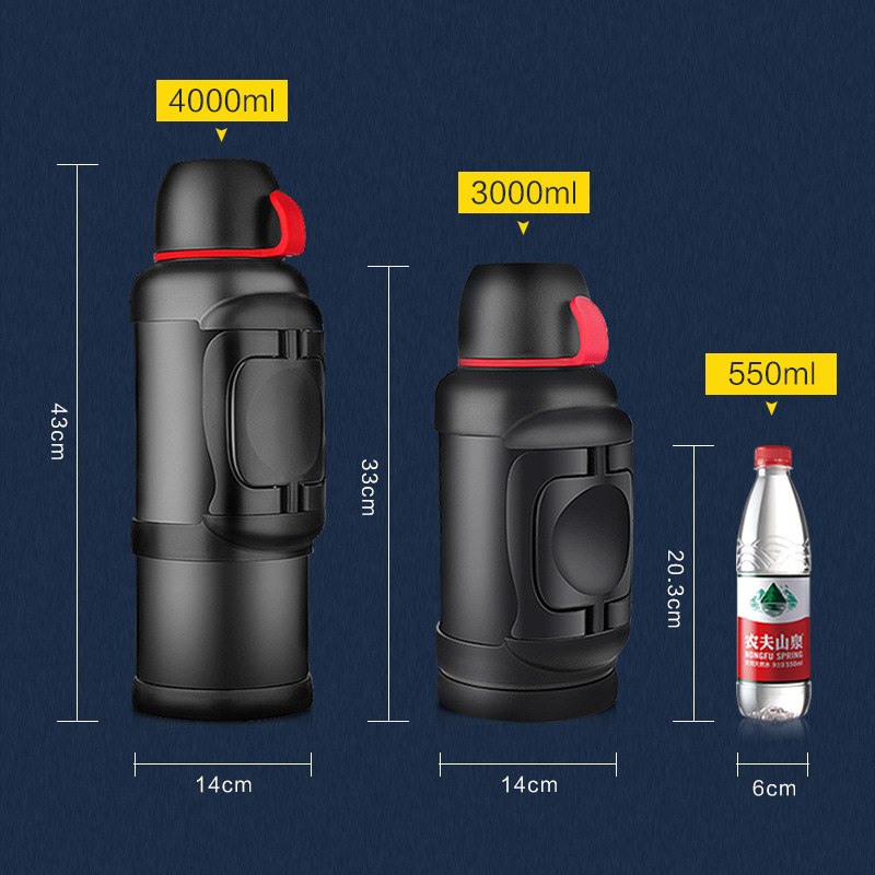 Marching Sports Kettle Outdoor Large Capacity Travel 4L Household Vacuum Cup Car Bottle Stainless Steel Thermo Jug