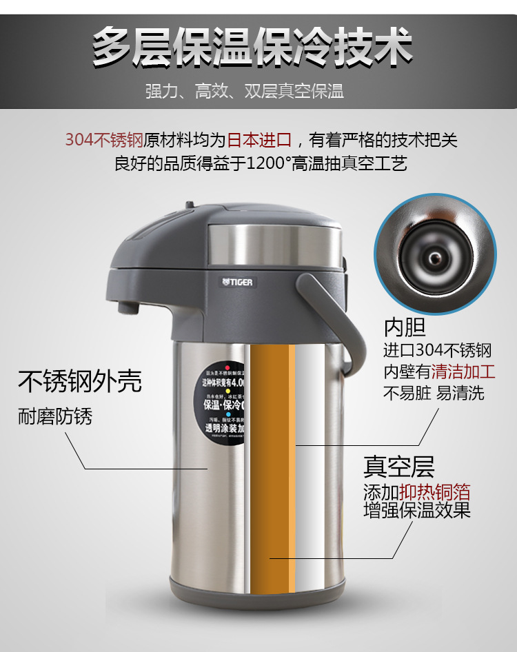 Air Pressure Insulation Hot Water Bottle 4L Large Capacity 3 Liters Vacuum Double Layer Stainless Steel Thermo Jug MAA Air Pressure Insulation Hot Water Bottle 4L Large Capacity 3 Liters Vacuum Double Layer Stainless Steel Thermo Jug MAA