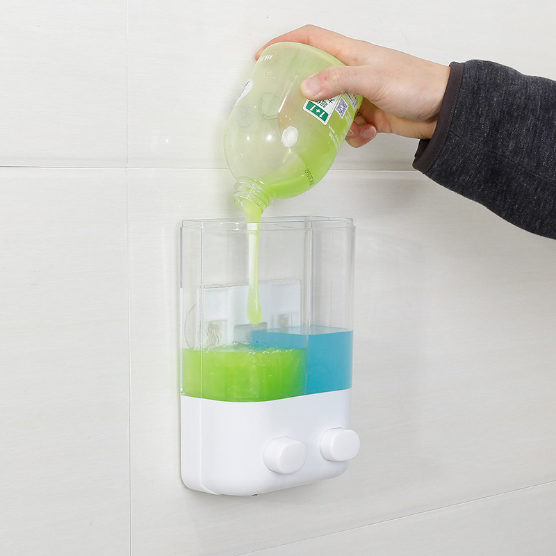 Strong wall suction double head soap dispenser manual sink soap dispenser hotel economic hand sanitizer