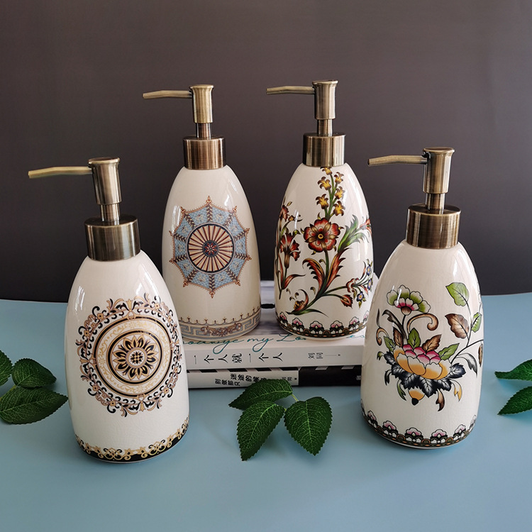 Spot Factory Wholesale Ceramic Hand Sanitizer Bottle Creative American Shower Gel Detergent Storage Bottle Kitchen Soap Dispenser