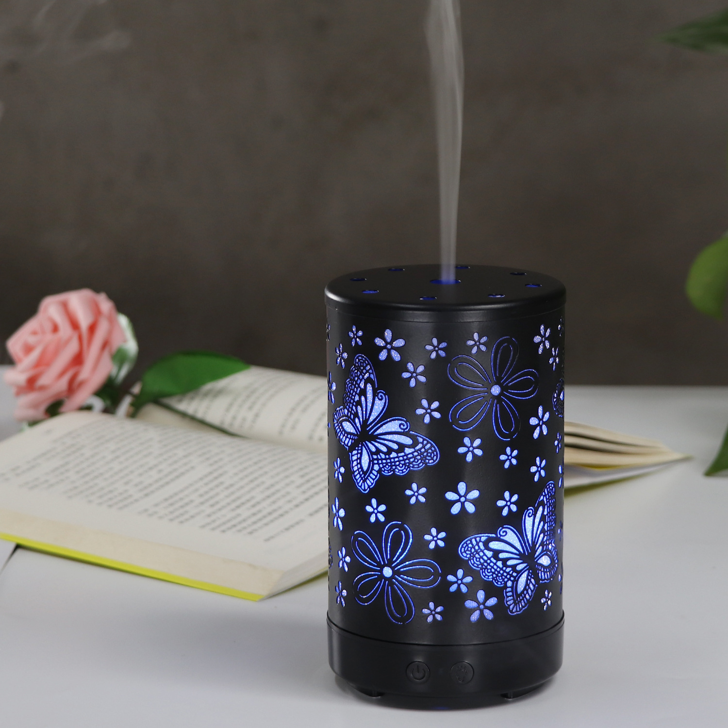 Creative Butterfly Pattern Wrought Iron Aroma Diffuser Mute Humidifier Essential Oil Diffuser Aerosol Dispenser Colorful Fragrance Lamp