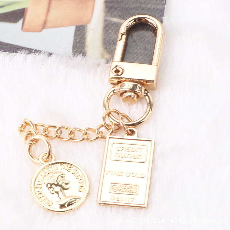 Retro Square round Coin Double-Sided Letter Card Pendant DIY Coin Phone Case Handbag Pendant Keychain