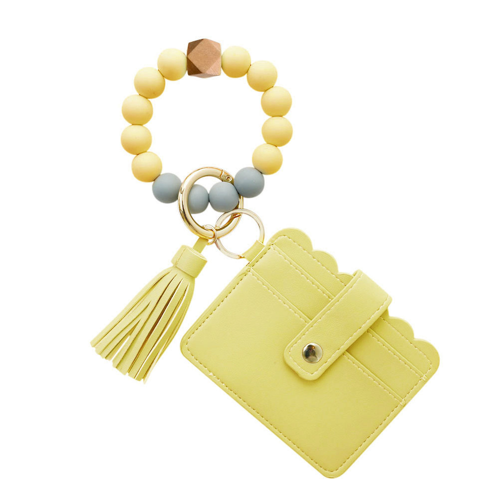 Bracelet Wrist Keychain Foreign Trade Amazon Pu Tassel Card Bag Silicone Fashion Bracelet Bracelet Key Ring