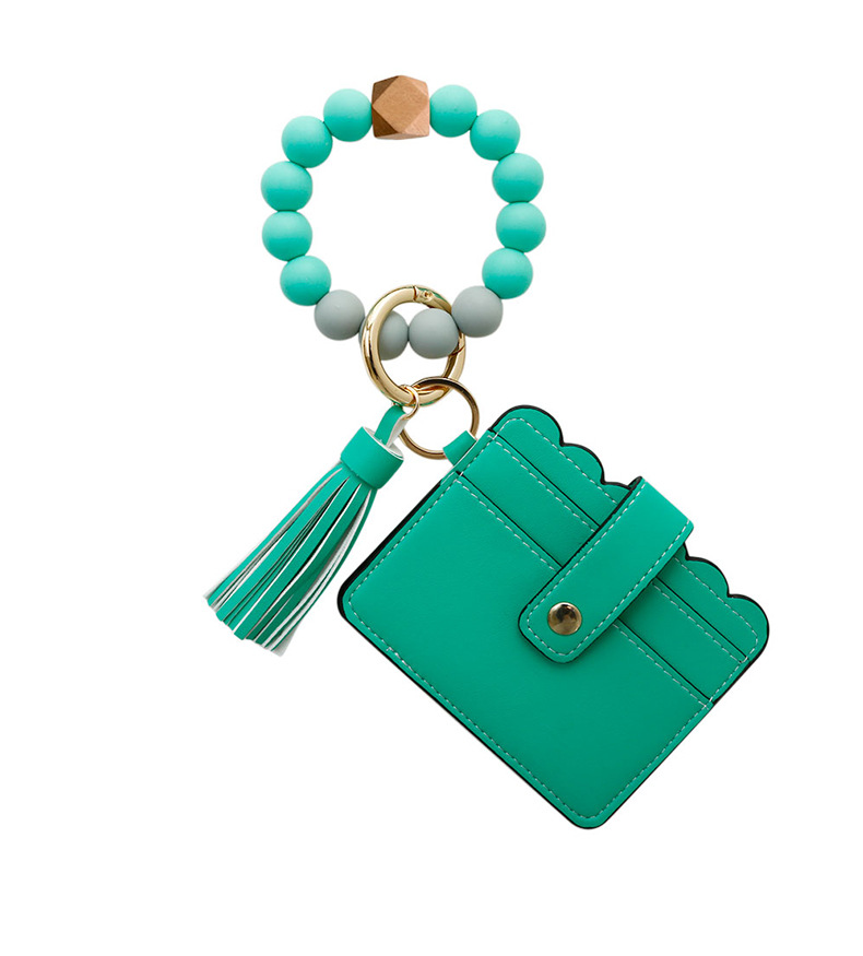 Bracelet Wrist Keychain Foreign Trade Amazon Pu Tassel Card Bag Silicone Fashion Bracelet Bracelet Key Ring