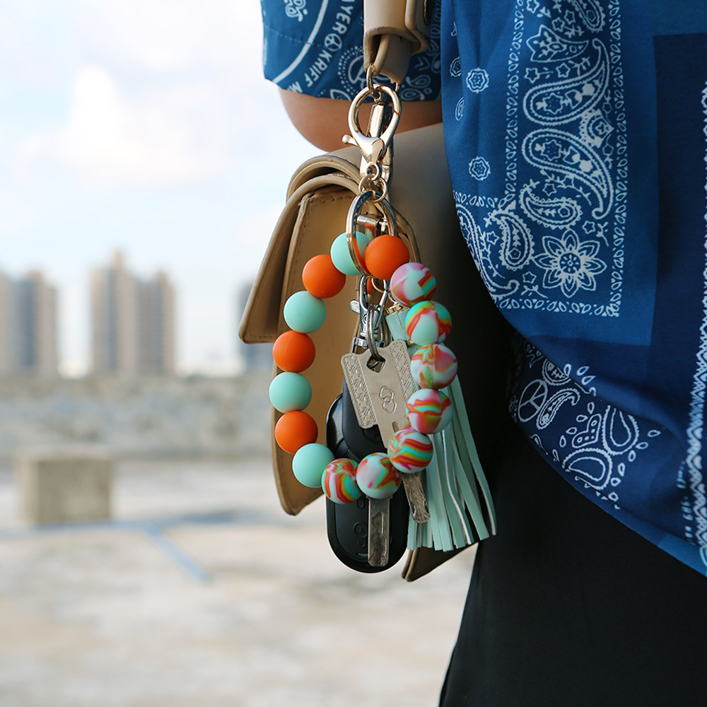 Bracelet Wrist Keychain Foreign Trade Amazon Pu Tassel Card Bag Silicone Fashion Bracelet Bracelet Key Ring