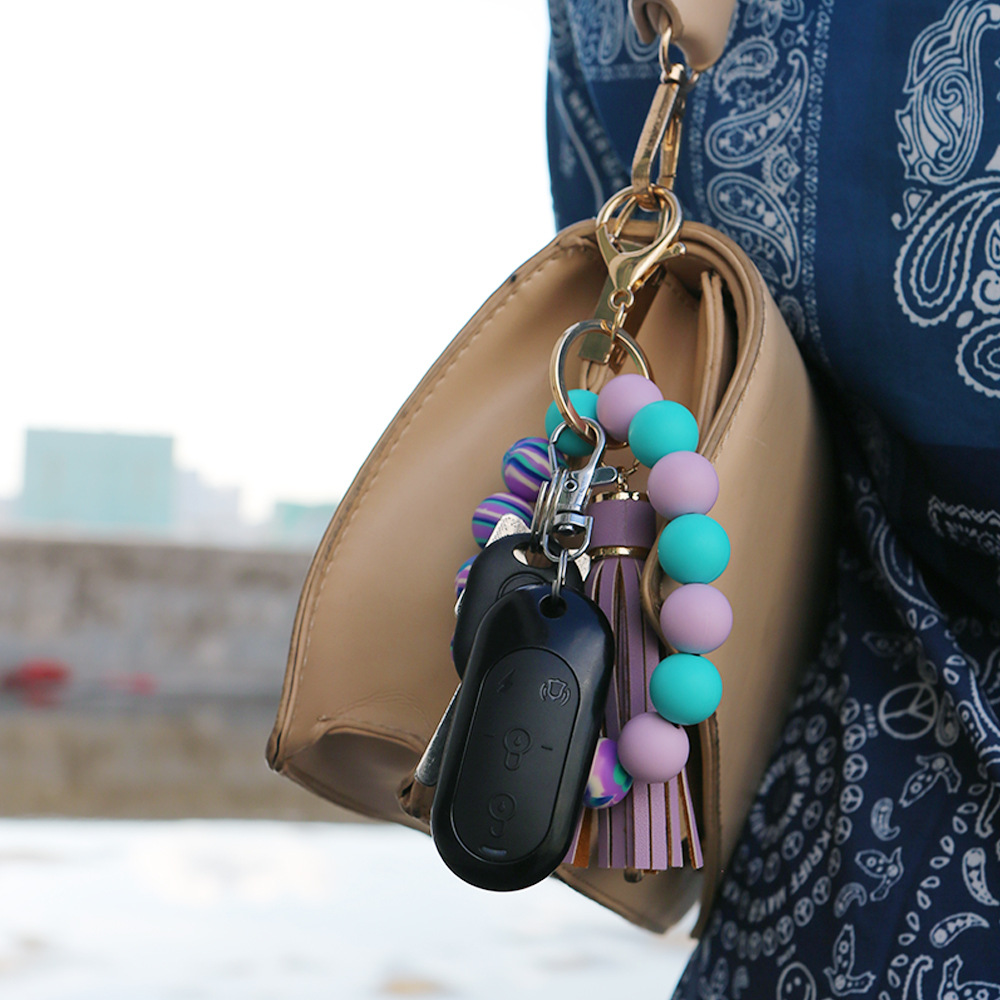 Bracelet Wrist Keychain Foreign Trade Amazon Pu Tassel Card Bag Silicone Fashion Bracelet Bracelet Key Ring