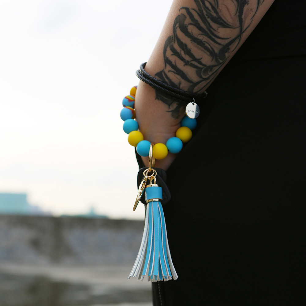Bracelet Wrist Keychain Foreign Trade Amazon Pu Tassel Card Bag Silicone Fashion Bracelet Bracelet Key Ring