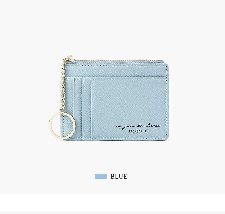 Cassim Paragraph Zipper Lady Purse Korean Version of the Mini Keychain Small Purse Multiple Card Slots Card Wallet