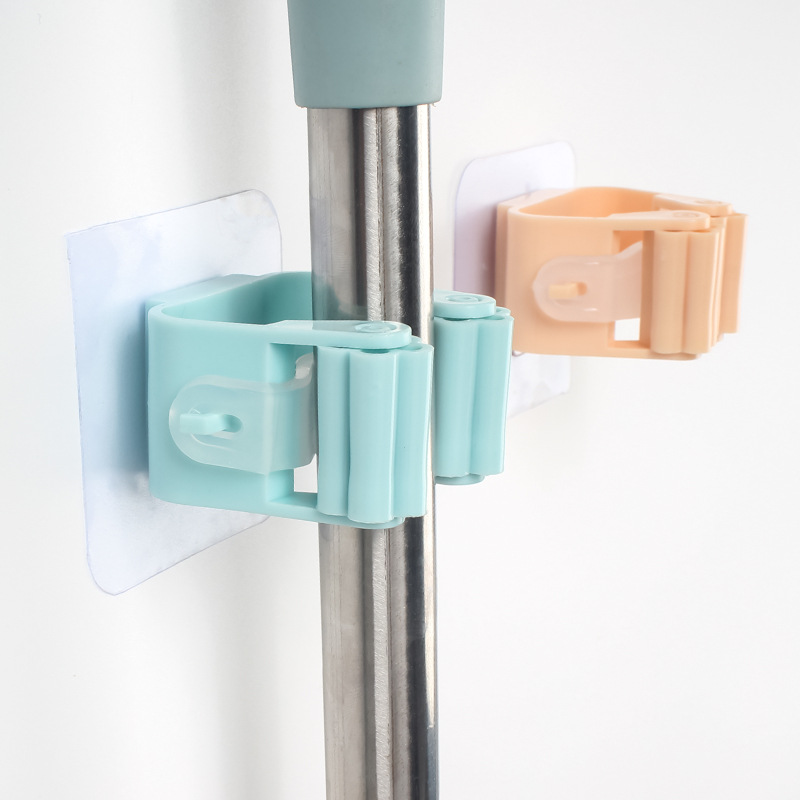 Creative and Powerful Seamless Pulley Mop Clip No Punching Hang Broom Rack Bathroom Mop Hook Hook Hanger