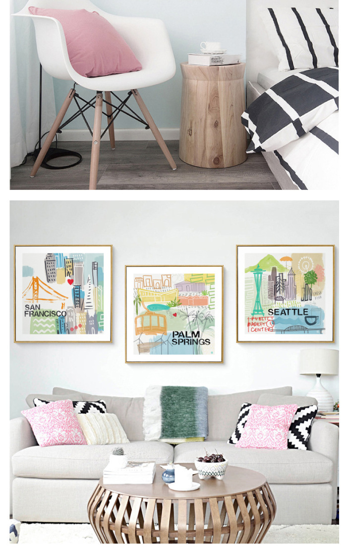 Modern adornment picture is the watercolor living room hang painting the world city architecture landscape painting of north European study.