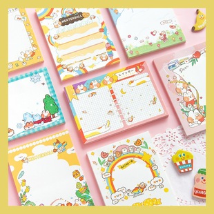 Korean Style in Cute Mengmeng Bunny Notepad Tearable Portable Notes Left Sticky Notes Memo Notepad Mini Book