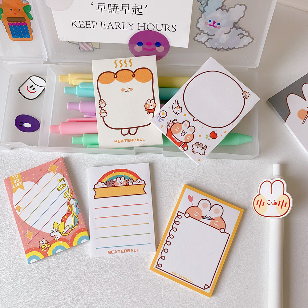 Korean Style in Cute Mengmeng Bunny Notepad Tearable Portable Notes Left Sticky Notes Memo Notepad Mini Book