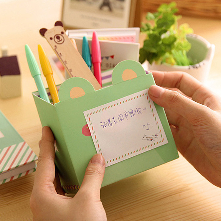 Creative Cute Hard Shell Notepad Fresh Style Set Sticky Note Memo Set Student Stationery with Pen