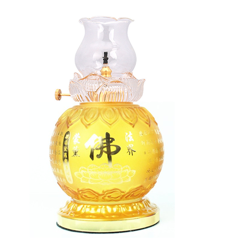 Buddha Worshiping Lamp Chinese Character Fo Lotus Lantern Household Lamp Buddha Lamp Butter Lamp Holder Buddha Front Candlestick Liquid Oil Lamp