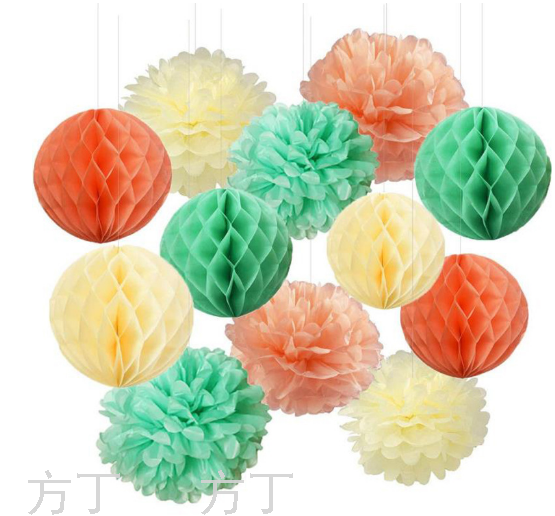 Birthday Party Decoration Set Birthday Background Decoration Supplies Floral Ball Honeycomb Ball Chinese Lantern