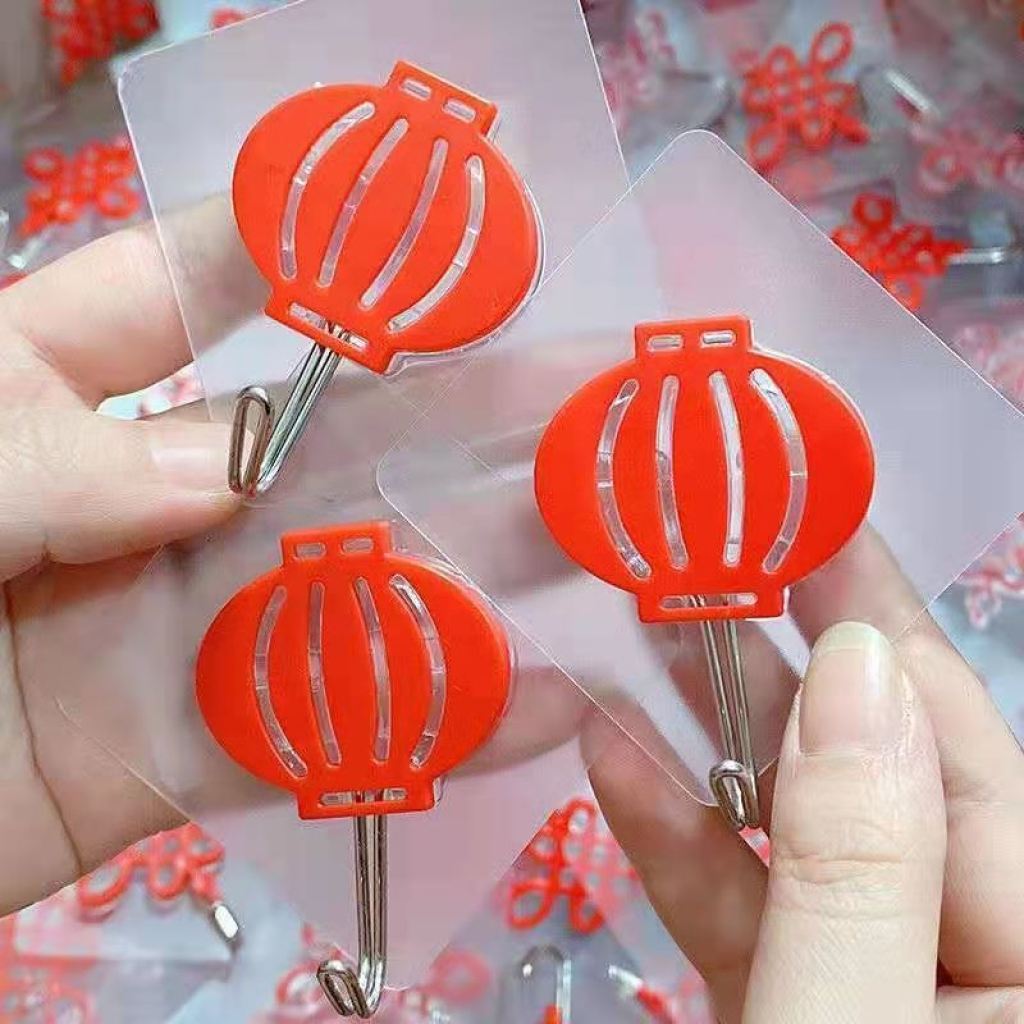 Strong Sticky Wall Hook Living Room Bedroom Seamless No-Punch Sticky Hook Red-Fu Character Chinese Knot Red Lantern Festive Sticky Hook Strong Sticky Wall Hook Living Room Bedroom Seamless No-Punch Sticky Hook Red-Fu Character Chinese Knot Red Lantern Festive Sticky Hook