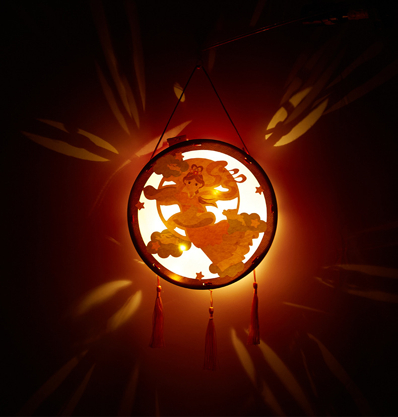 Mid-Autumn Festival Handmade DIY round Chinese Lantern Material Package Kindergarten Lantern Portable Luminous Children's Toy Festive Lantern