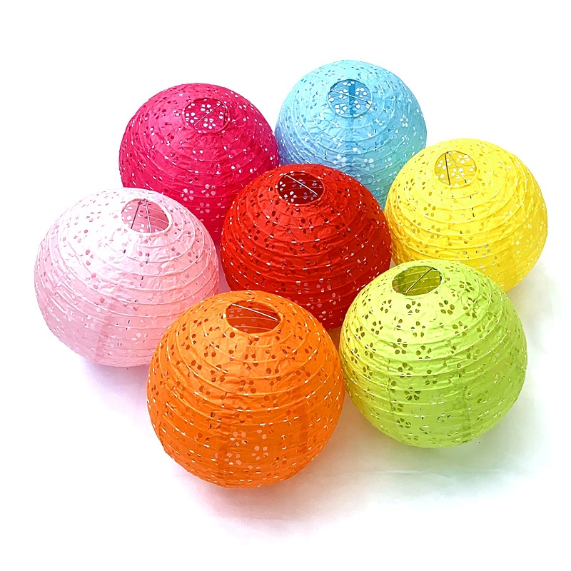 Portable Falling Water Chinese Lantern Festival Party Birthday Decoration Folding round Hollow Chinese Lantern Whole